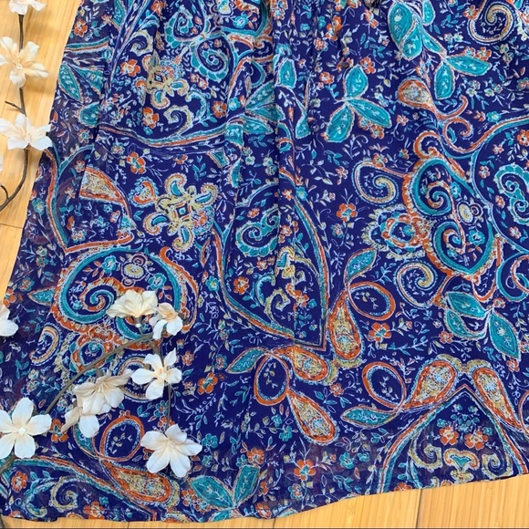 Francesca’s Collection Blue Paisley Dress, M. - Picture 4 of 6